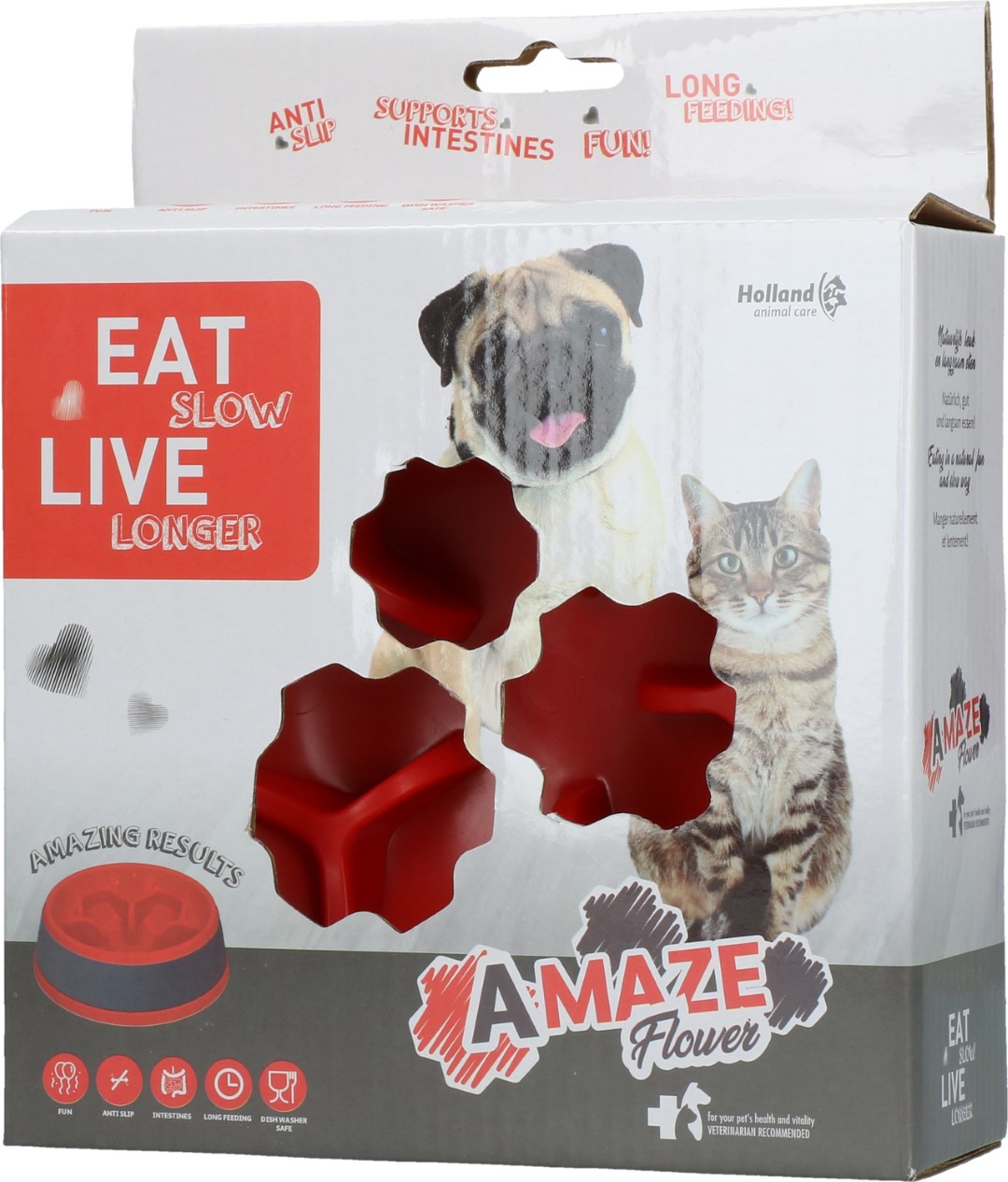 Eat Slow Live Longer Amaze Flower Red M - Afbeelding 3