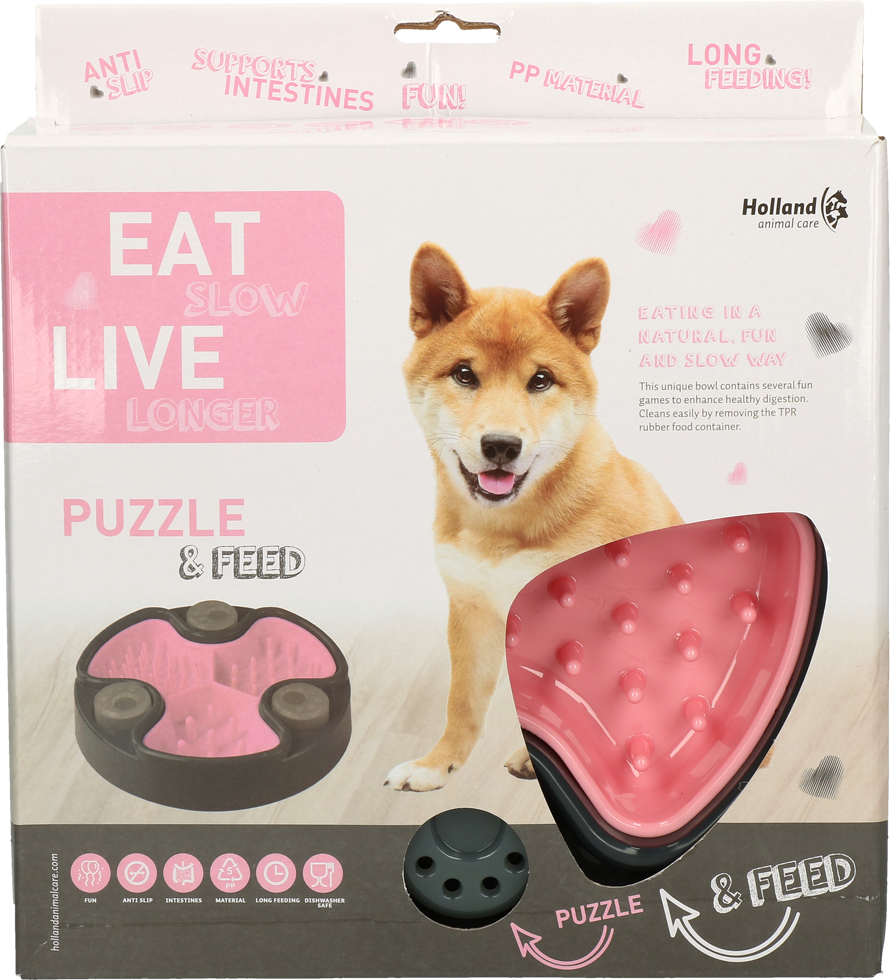Eat Slow Live Longer Puzzle and Feed Pink