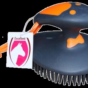 Fun rubber nop borstel oranje/zwart