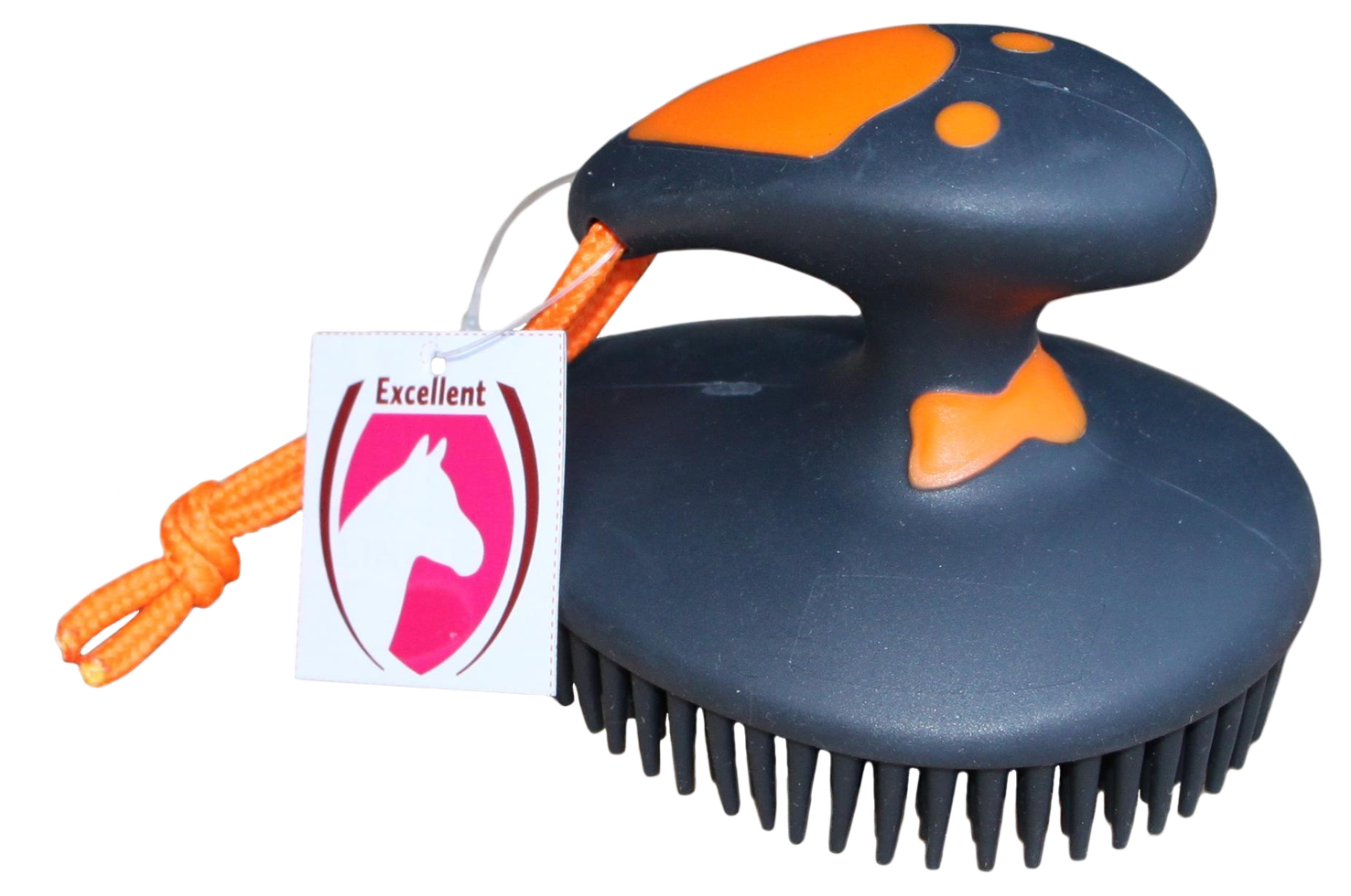 Fun rubber nop borstel oranje/zwart