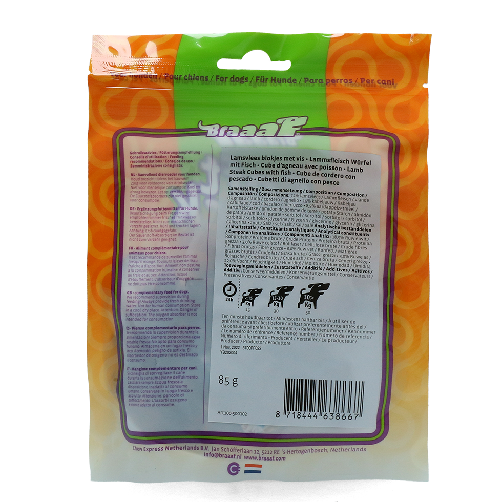 Braaaf Beef Steak Cubes with fish 1x1 cm - Afbeelding 3