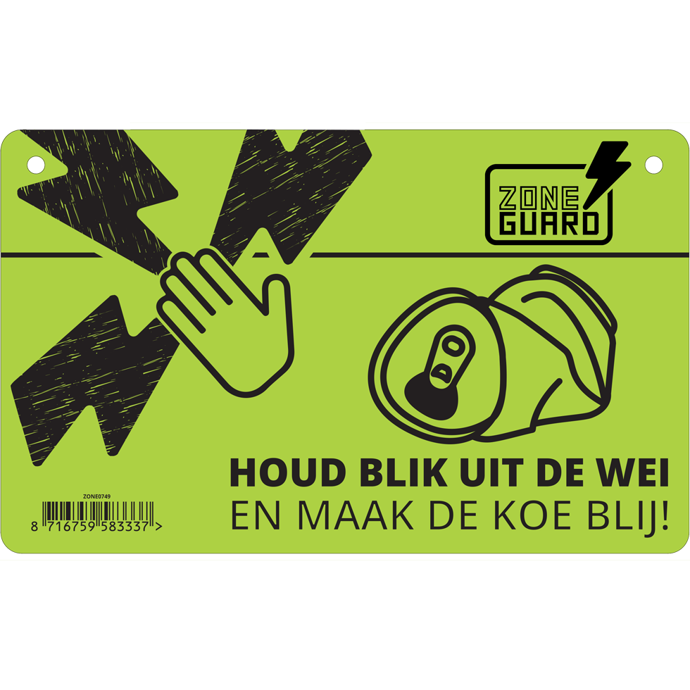 ZoneGuard Bord "Pas op schrikdraad en blikverbod"