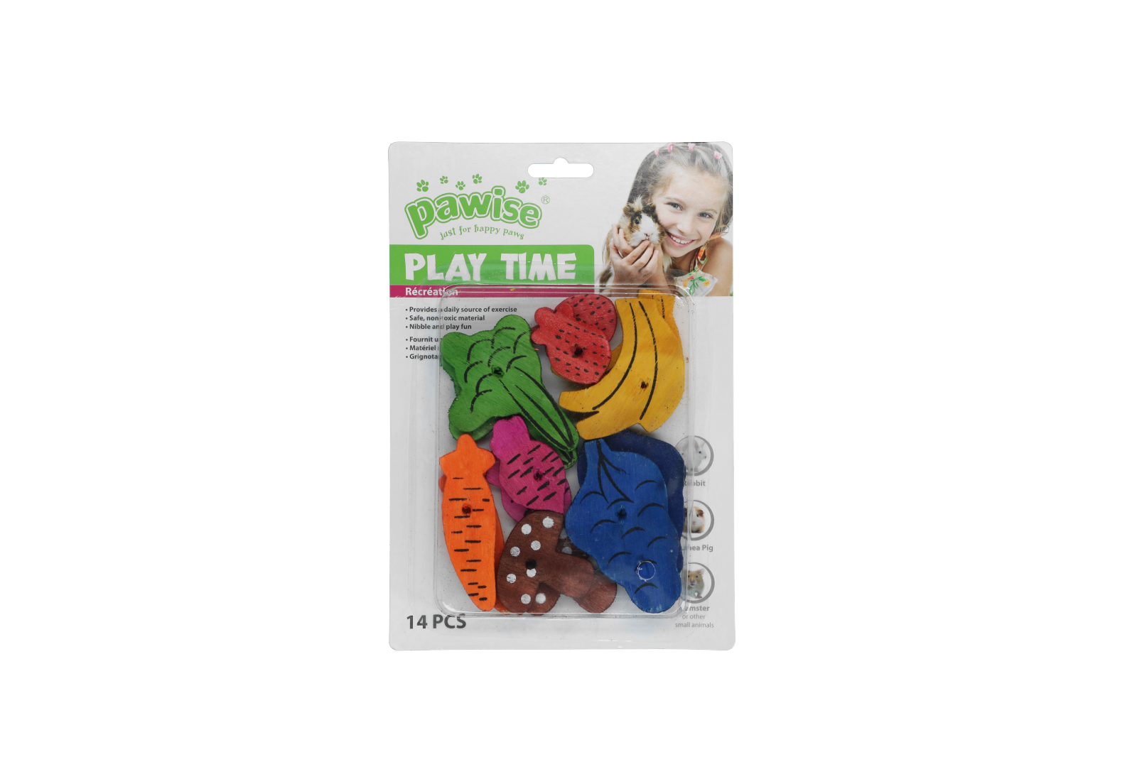 Small pet play toy-fruit/veggie mix 14pk