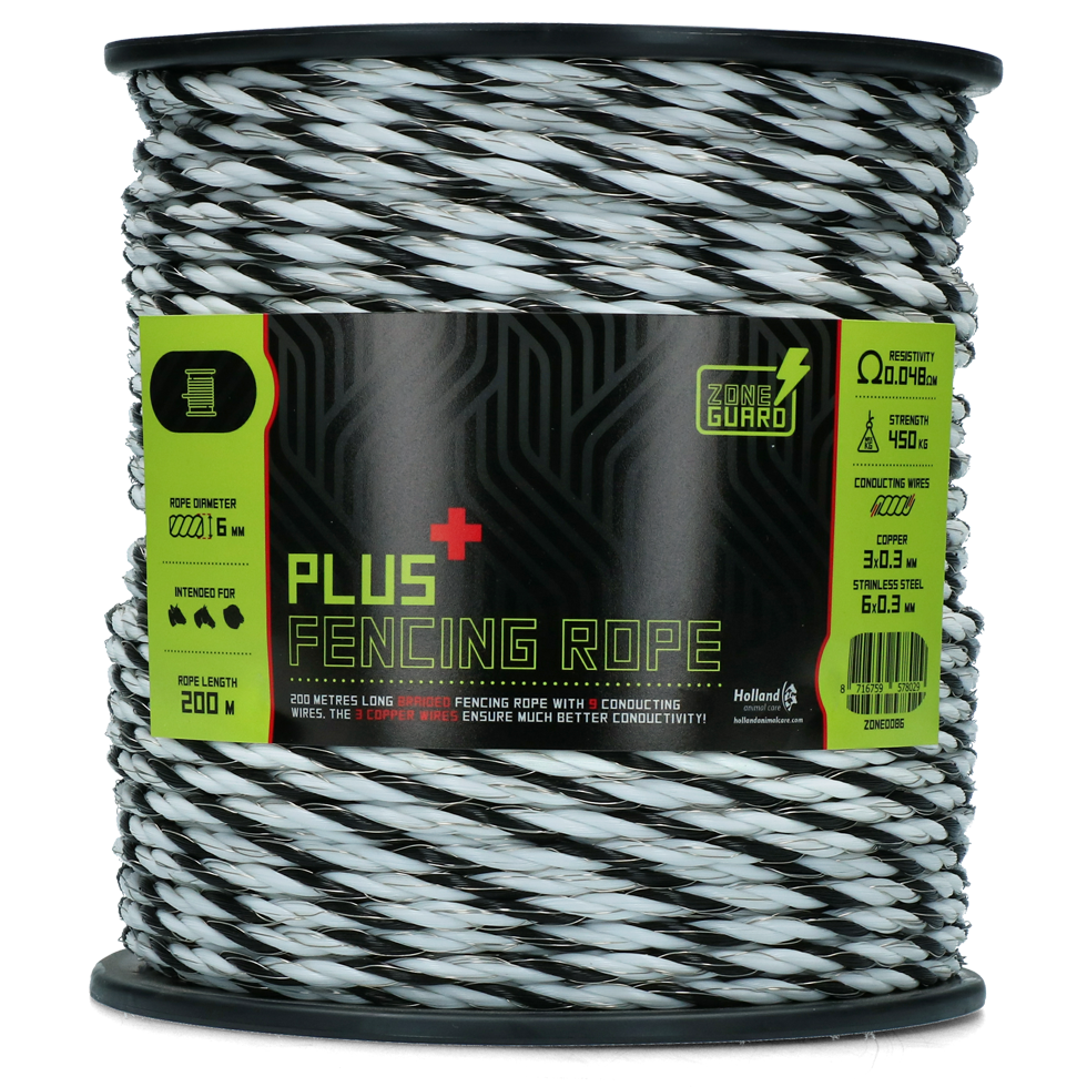 ZoneGuard 6 mm Plus afrasteringskoord zwart en wit 200 m - Afbeelding 2