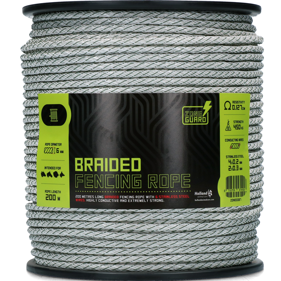 ZoneGuard 6 mm gevlochten afrasteringskoord wit groen 200 m - Afbeelding 2