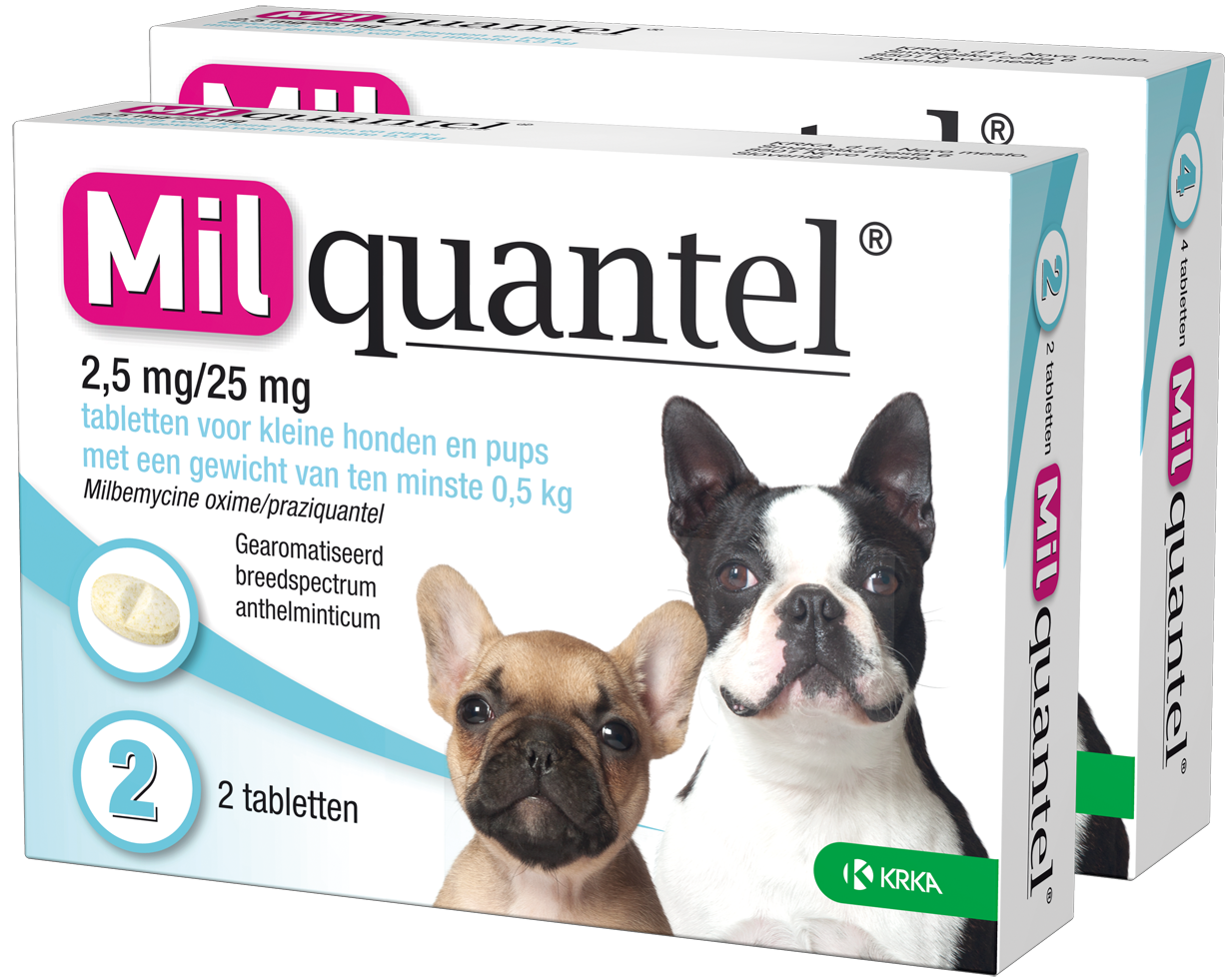 Milquantel 2,5 mg/25 mg Puppy/Kleine hond 4 tabl. <5kg - Afbeelding 2