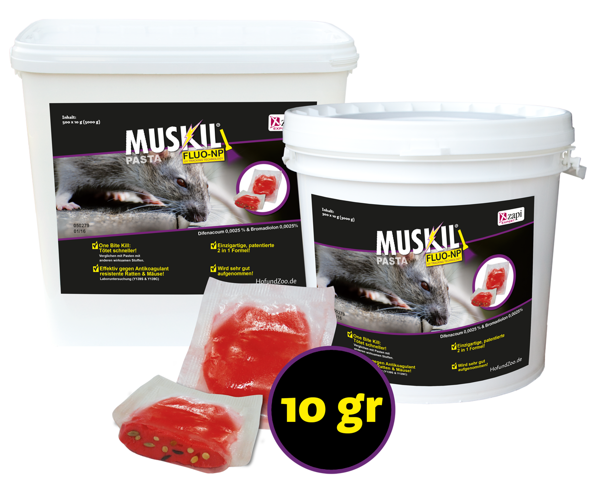 Muskil Pasta FLUO-NP Rat&Muis (500x10g)