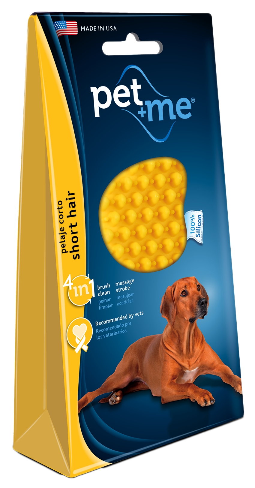 Pet+Me Dog Short Hair Brush Yellow - Afbeelding 3