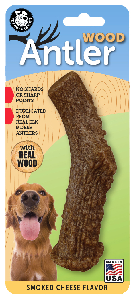 Pet Qwerks Wood Antler Smoked M 12 cm - Afbeelding 3