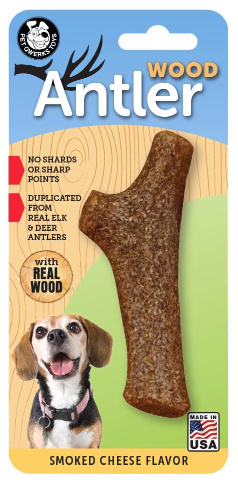 Pet Qwerks Wood Antler Smoked M 12 cm - Afbeelding 4
