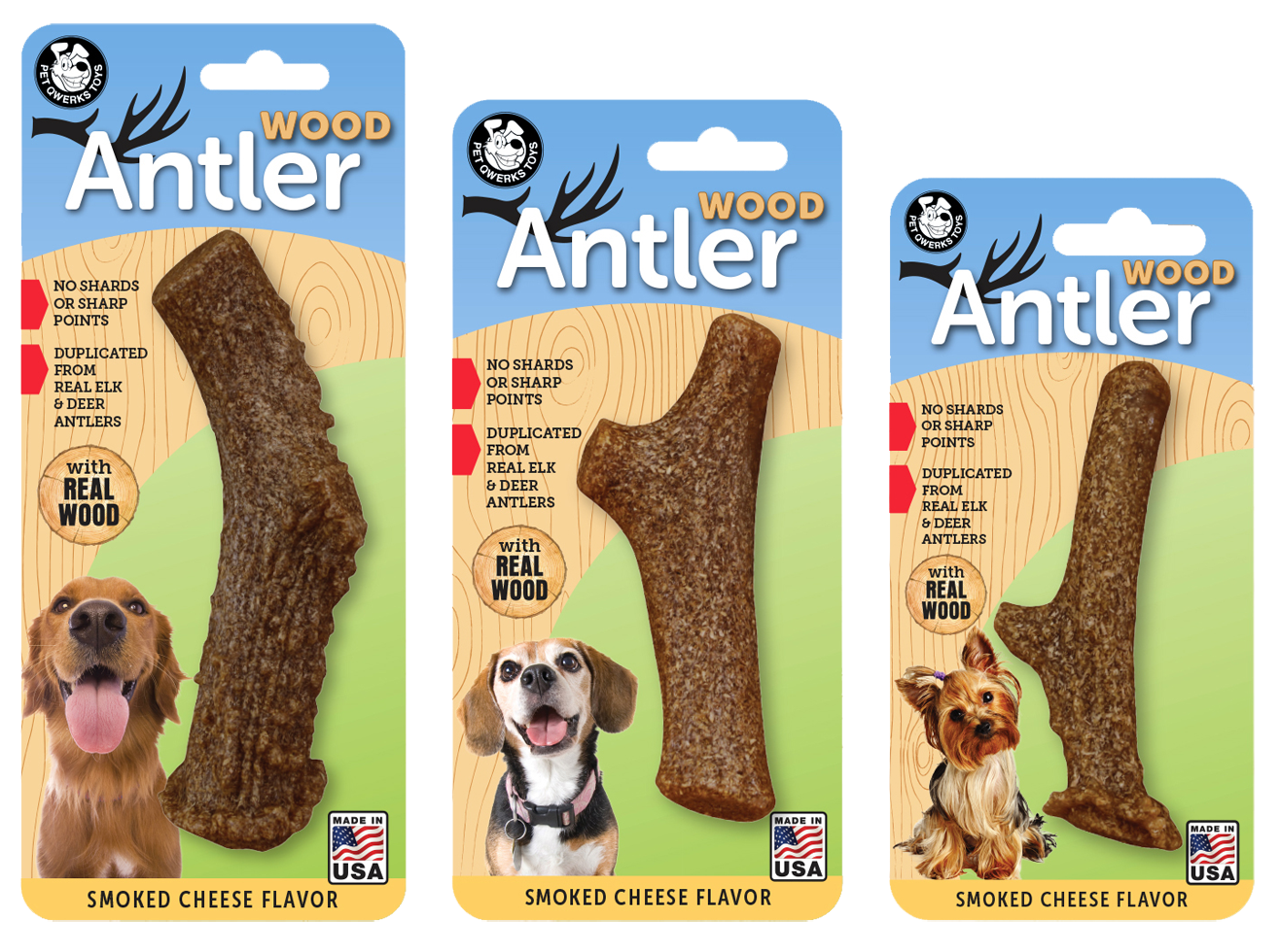 Pet Qwerks Wood Antler Smoked M 12 cm
