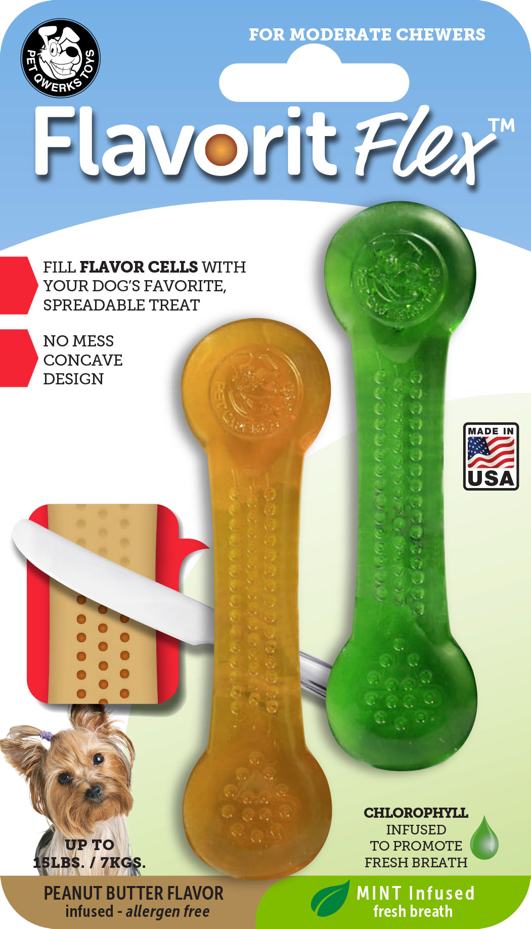 Pet Qwerks Flex Breath / Peanut Butter Bone S 10 cm 2 pcs. - Afbeelding 3