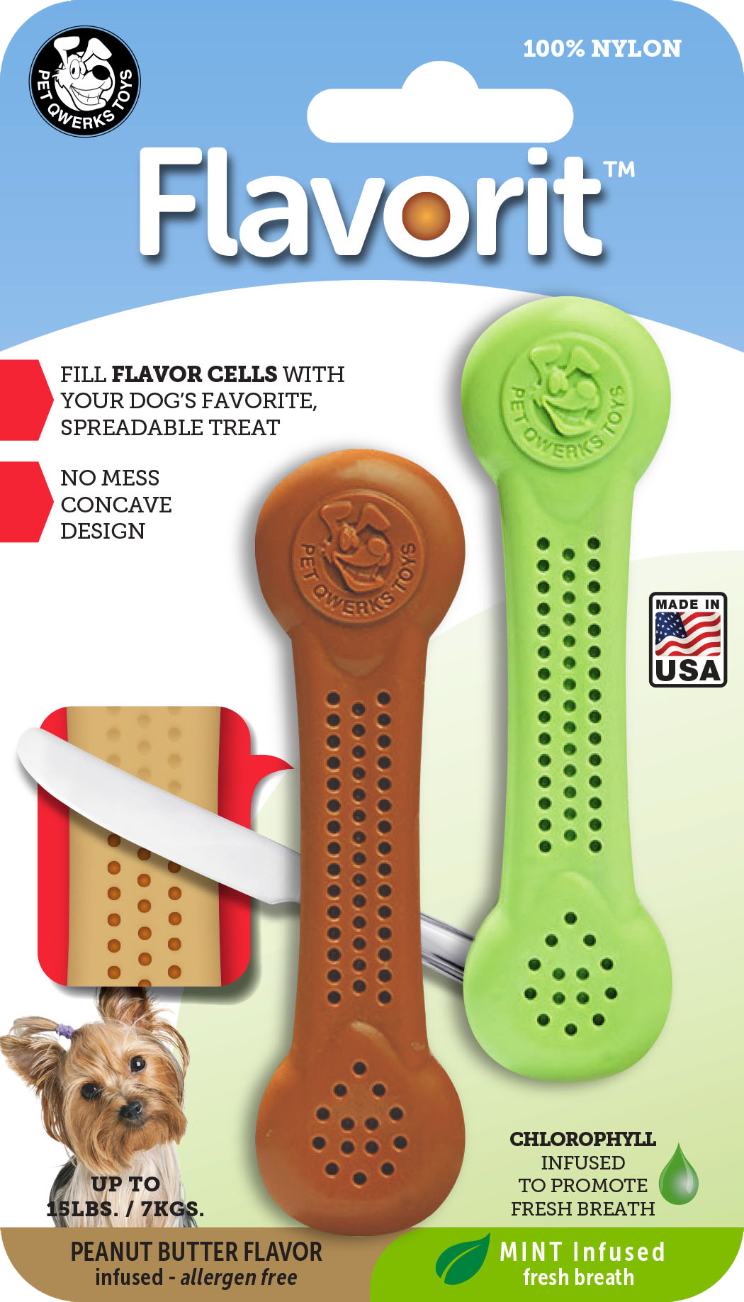 Pet Qwerks Flavorit Nylon Peanut Butter Bone S 10 cm 2 pcs. - Afbeelding 3