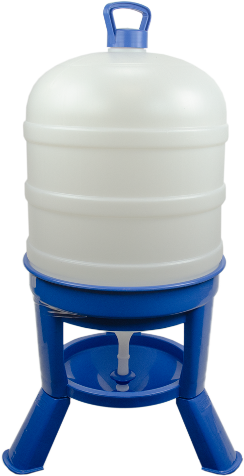 Pluimvee drinktoren 40 l blauw met sifon op pootjes