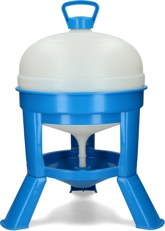 Pluimvee drinktoren 20 l blauw met sifon op pootjes