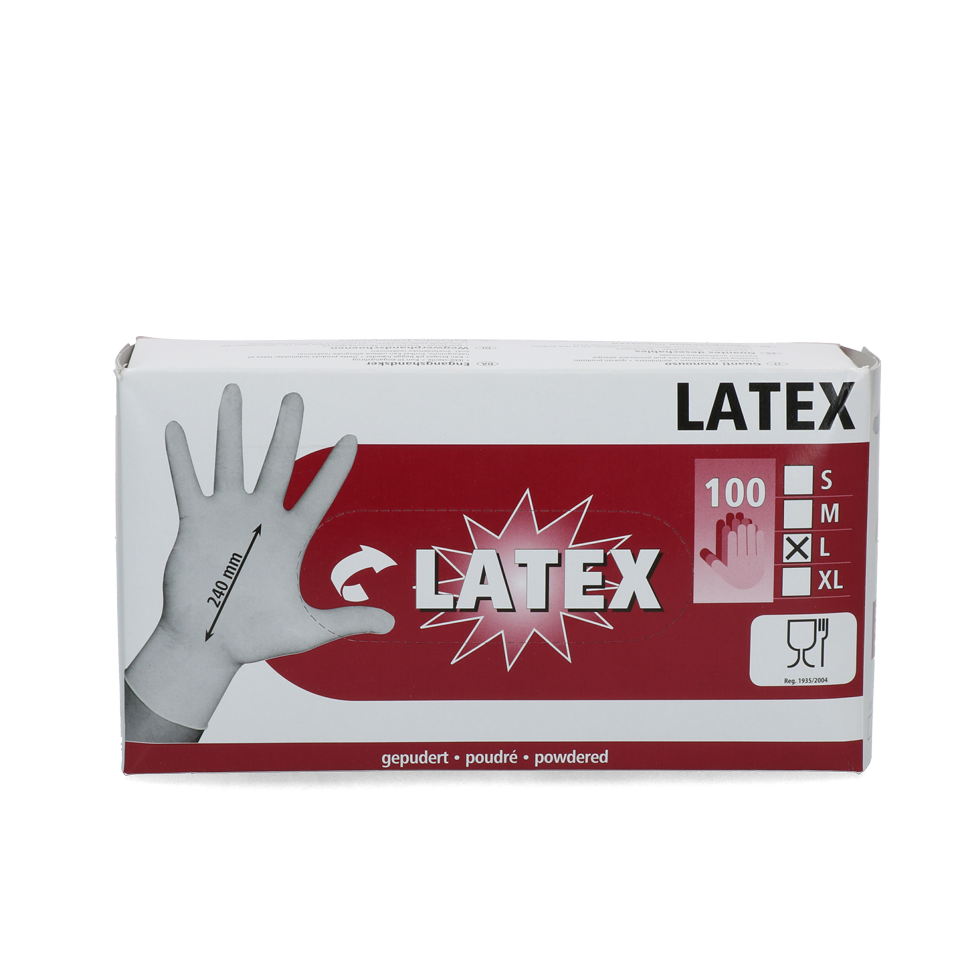 Melkers handschoen Latex gepoederd L (8-9)