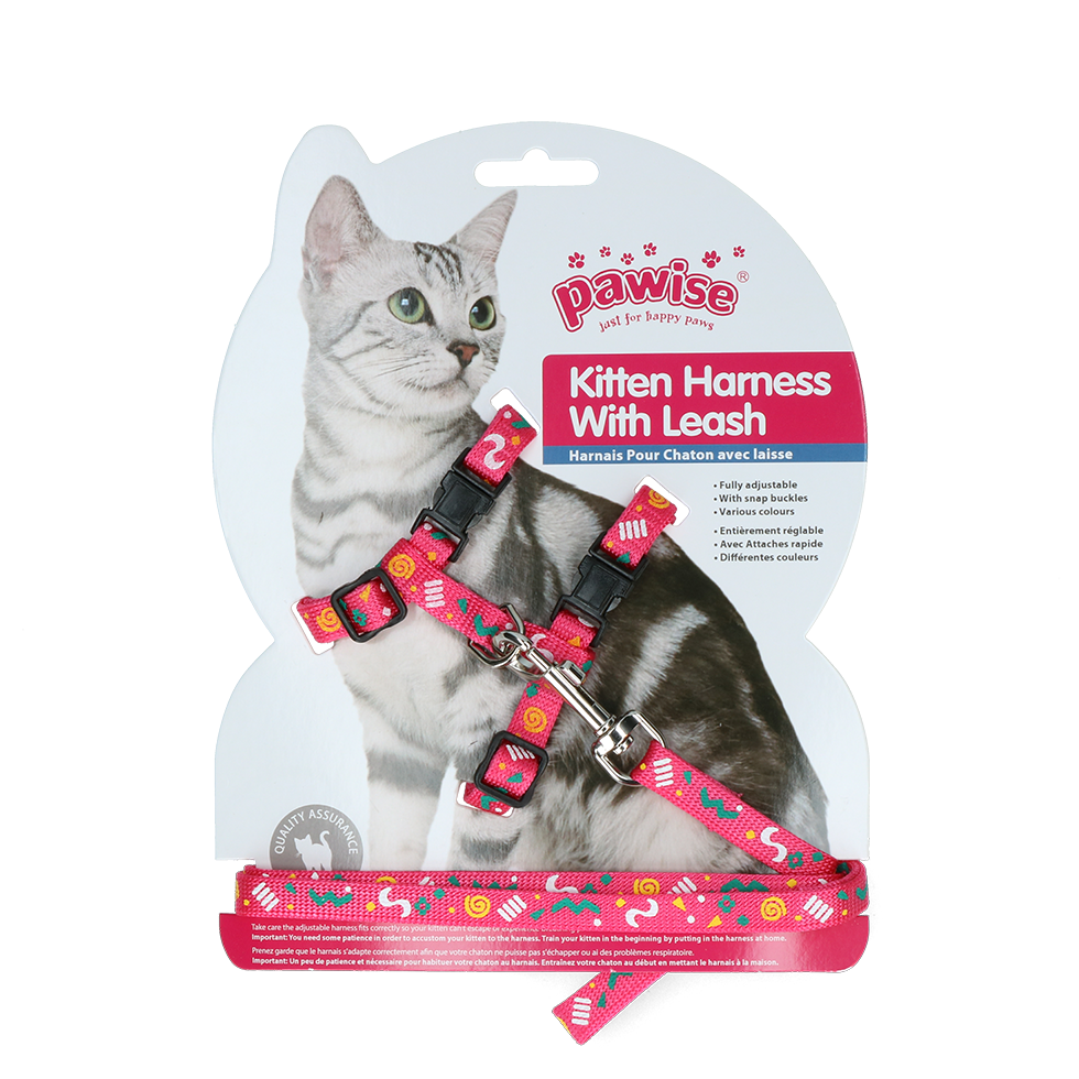 Pawise Kitten Harness Leash-Pink/Purple - Afbeelding 2
