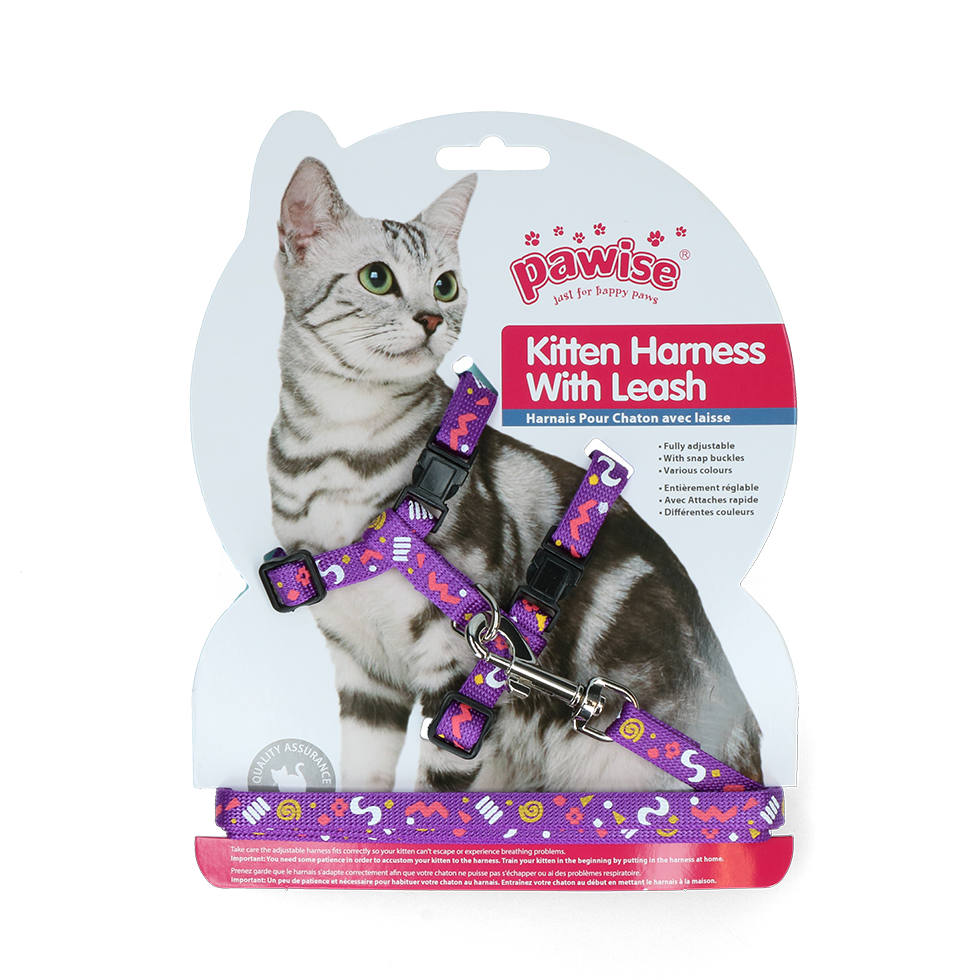 Pawise Kitten Harness Leash-Pink/Purple - Afbeelding 3