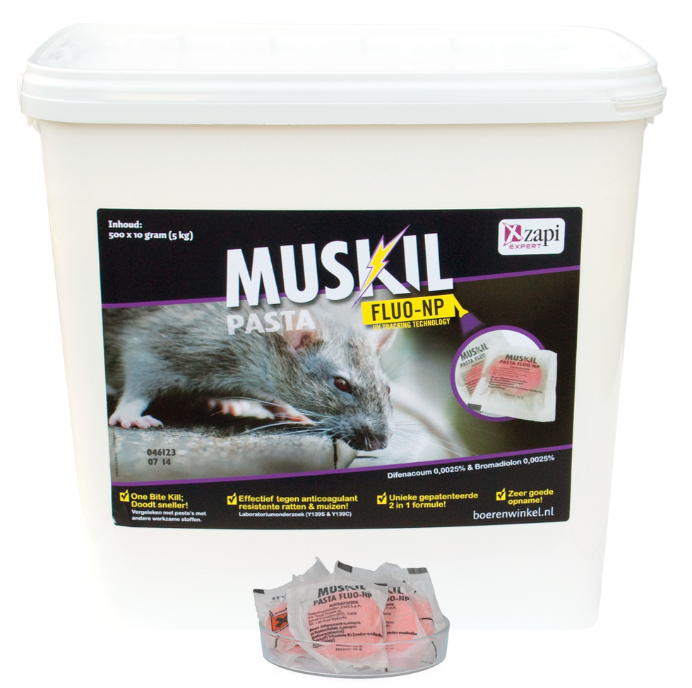 Muskil Pasta FLUO-NP Rat&Muis (500x10g) - Afbeelding 2