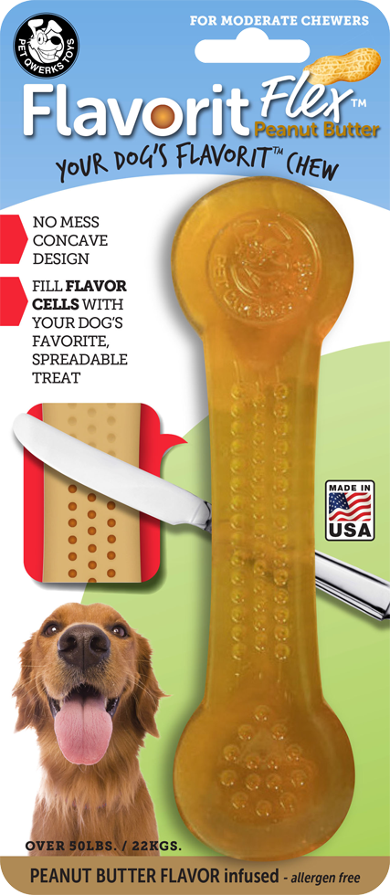 Pet Qwerks Flavorit Flex Peanut Butter Bone XL 20 cm - Afbeelding 2