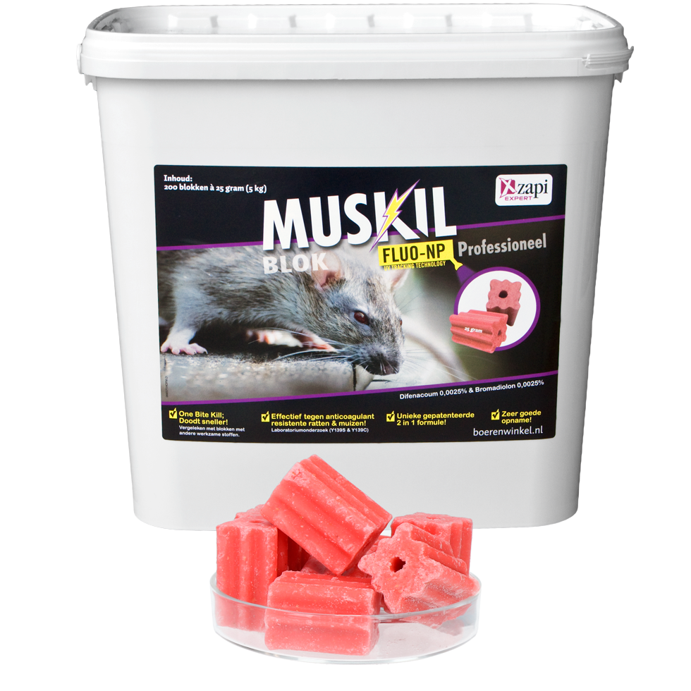 Muskil Blok Fluo-NP Rat&Muis (200x25g)