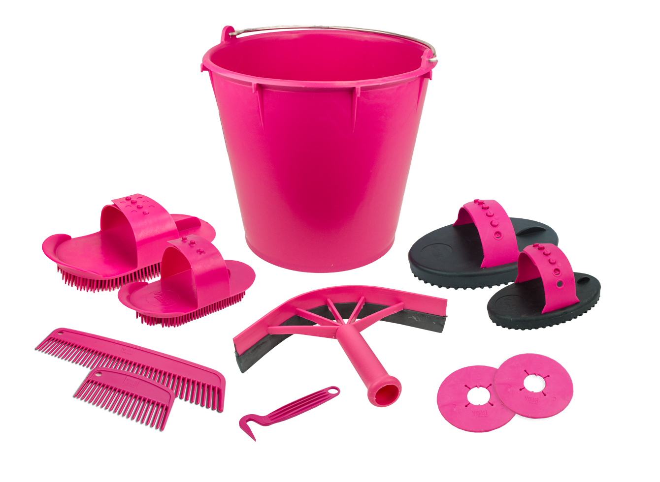 Poetsset van 10 items in emmer roze