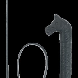 Rijzweep 90cm zwart met paardenhoofdgreep