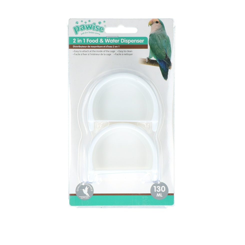 Pawise Seed and Water Cup,130 ml, wit, 2 st.
